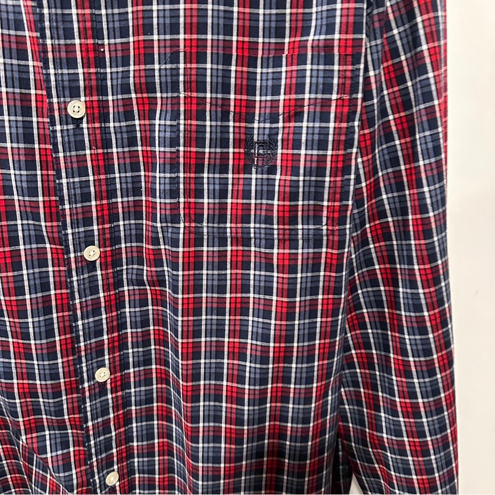 Chaps Red and Blue Casual Button Down Shirt - Picture 3 of 6